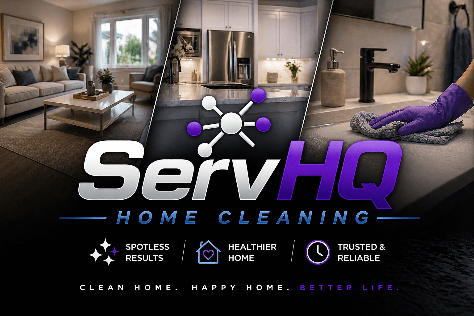 ServHQ Home Cleaning, spotless results, healthier home, trusted and reliable